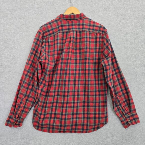 J.Crew Mens L Brushed Cotton Twill Red Green Blue Plaid Button Up Slim Fit Shirt - Picture 2 of 8